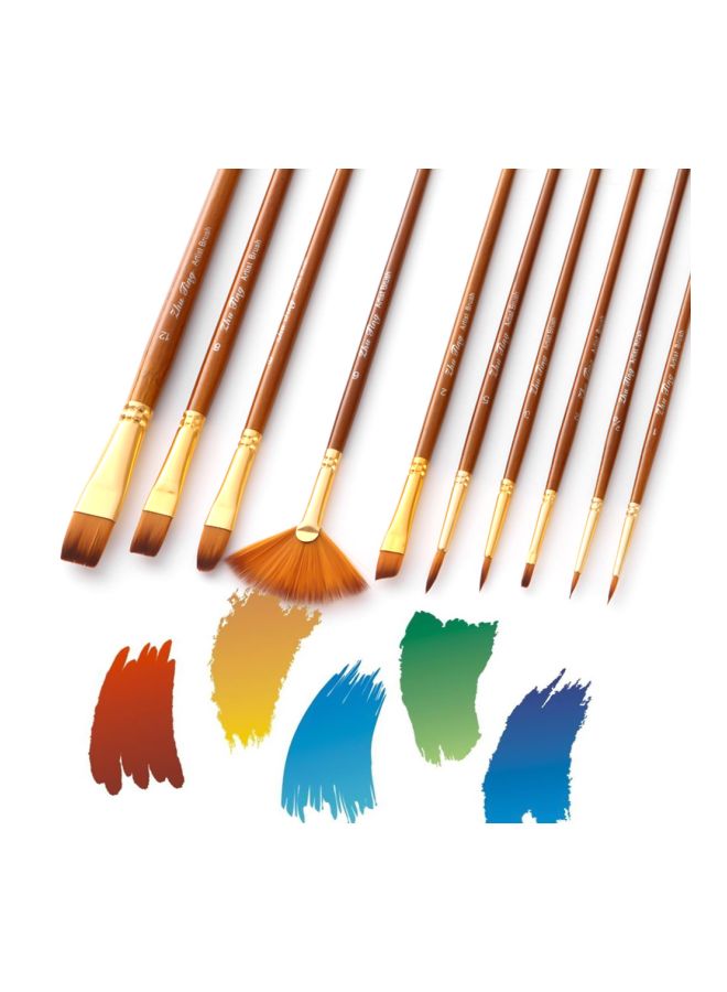 10-Piece Paint Brush Set Brown/Gold - Image 4