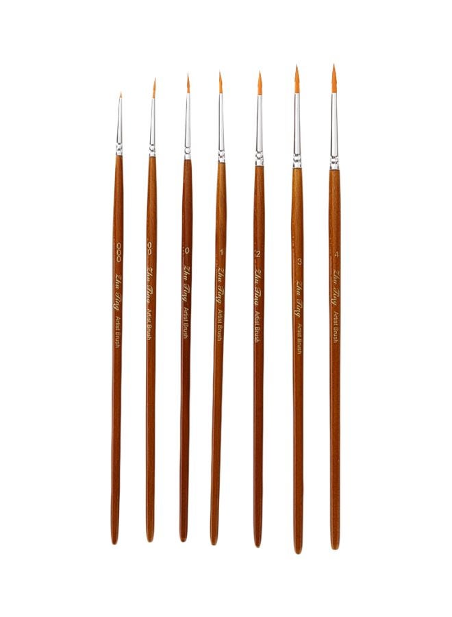 7-Piece Paint Brush Set Brown/Silver/Yellow - Image 1