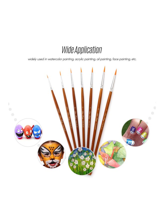 7-Piece Paint Brush Set Brown/Silver/Yellow - Image 3