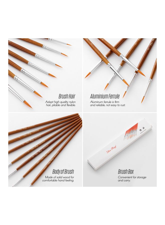 7-Piece Paint Brush Set Brown/Silver/Yellow - Image 4