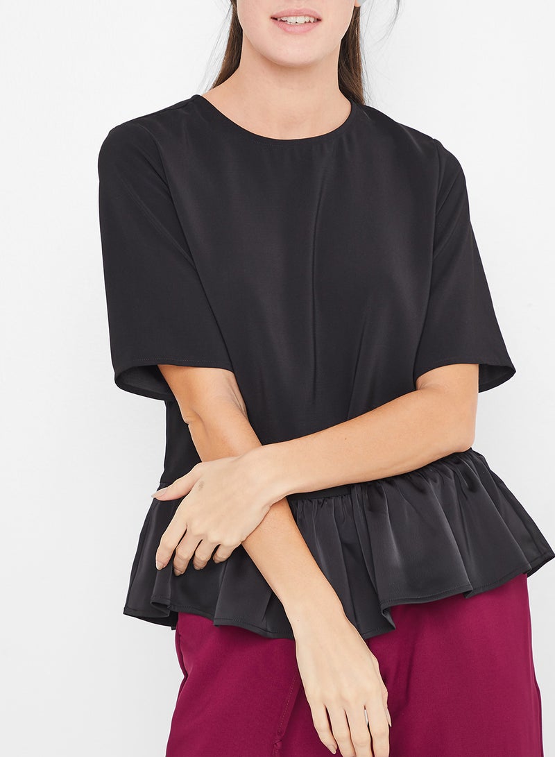 فيرو مودا بلوزة بتصميم على شكل الجرس أسود - Image 1