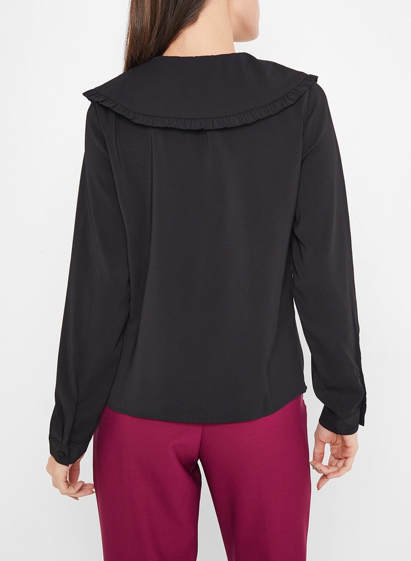 VERO MODA Cape Collared Shirt Black - Image 3