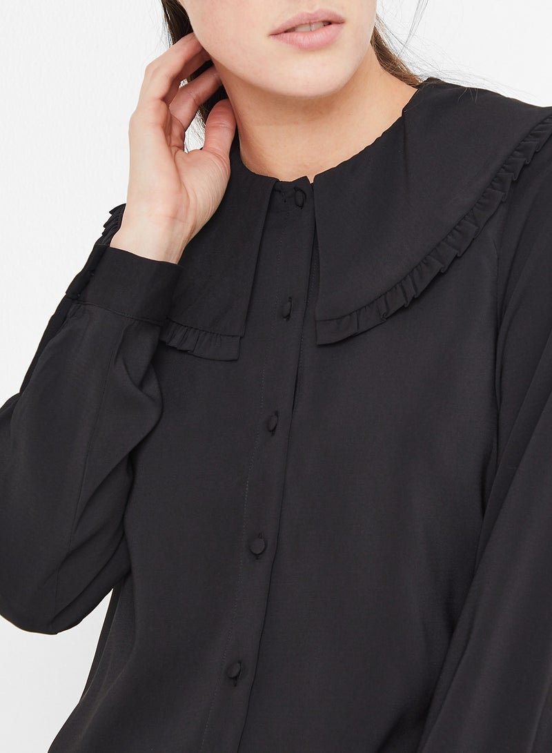VERO MODA Cape Collared Shirt Black - Image 4