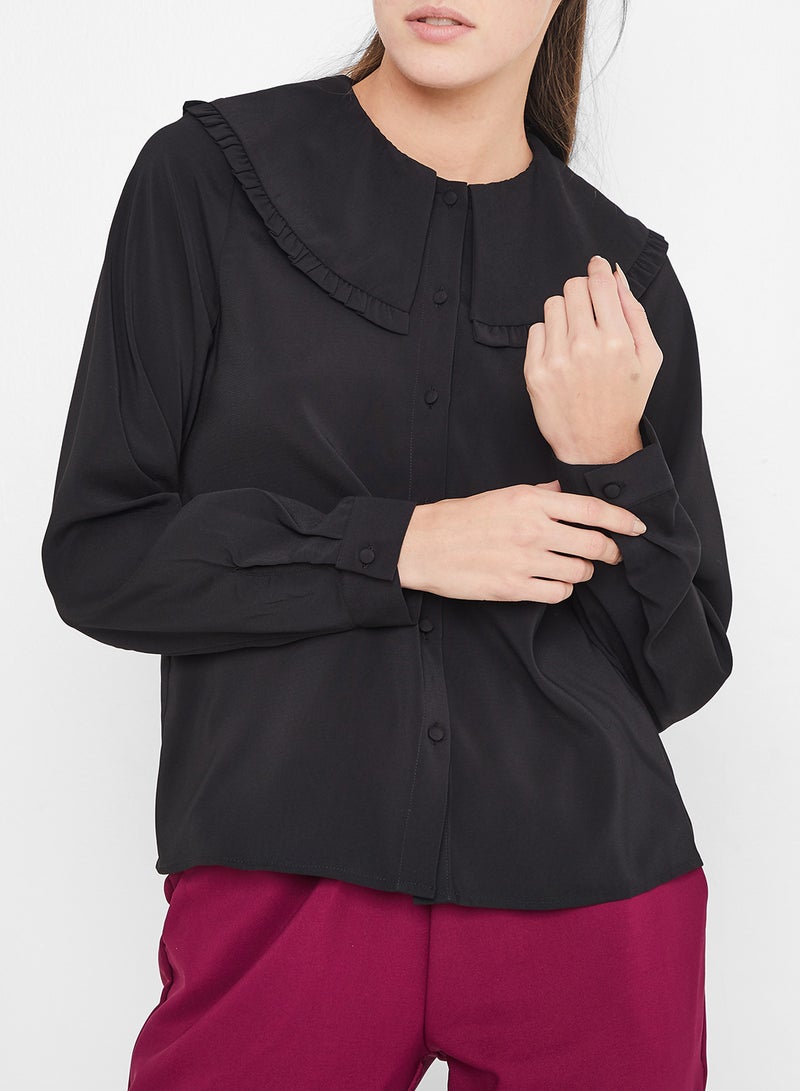 VERO MODA Cape Collared Shirt Black - Image 1