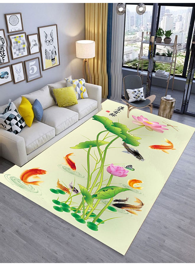 3D Lotus Flowers Pattern Rectangle Shaped Mat Multicolour 60(W)x90(L)cm 