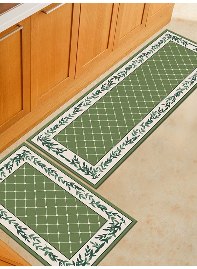 بساط أرضية مستطيل الشكل بتصميم أوراق خضراء أخضر 80(W)x120(L)سم 