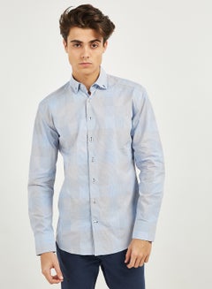 Louis Feraud Check Pattern Casual Shirt Blue Light  - Image 1