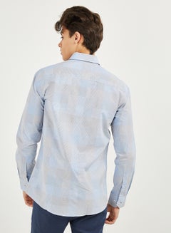 Louis Feraud Check Pattern Casual Shirt Blue Light  - Image 2