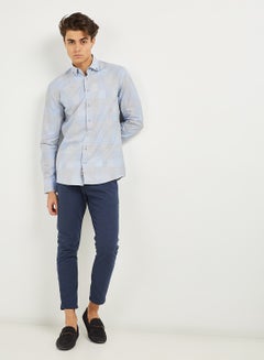 Louis Feraud Check Pattern Casual Shirt Blue Light  - Image 3