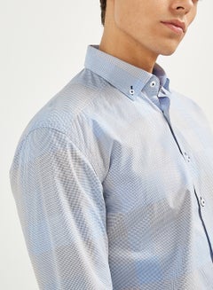 Louis Feraud Check Pattern Casual Shirt Blue Light  - Image 4