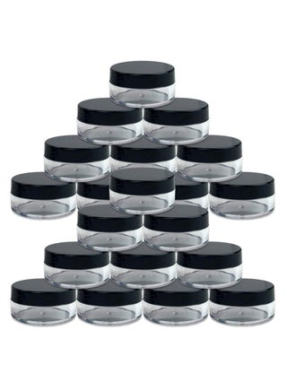 20-Piece Empty Makeup Container Jar Set with Lid Clear/Black - v1574663558/N32245261A_1