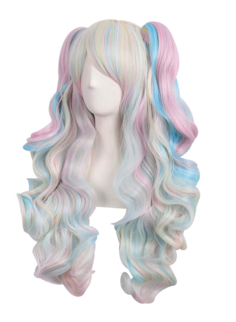 MapofBeauty Ponytails Cosplay Wig Pink/Blue/Blonde  - Image 3