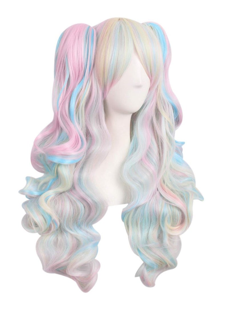MapofBeauty Ponytails Cosplay Wig Pink/Blue/Blonde  - Image 2