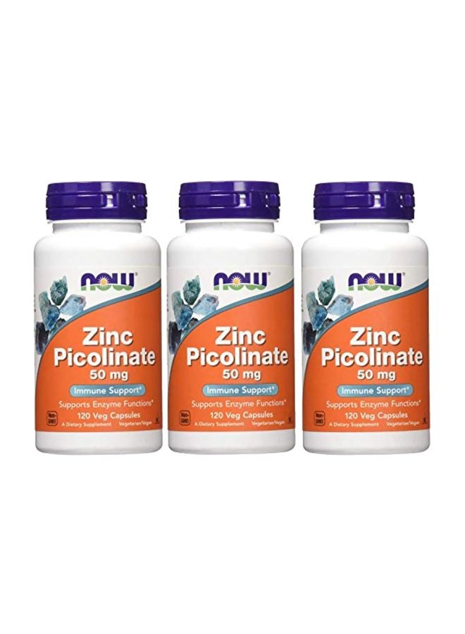 مجموعة مكمل بيكولينات الزنك 50 مجم من 3 قطع - 120 كبسولة