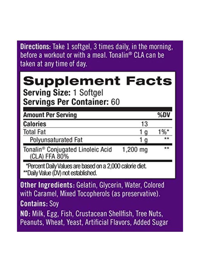 NATROL - Tonalin CLA Weight Management Supplement 1200mg - 60 Softgels - Image 1