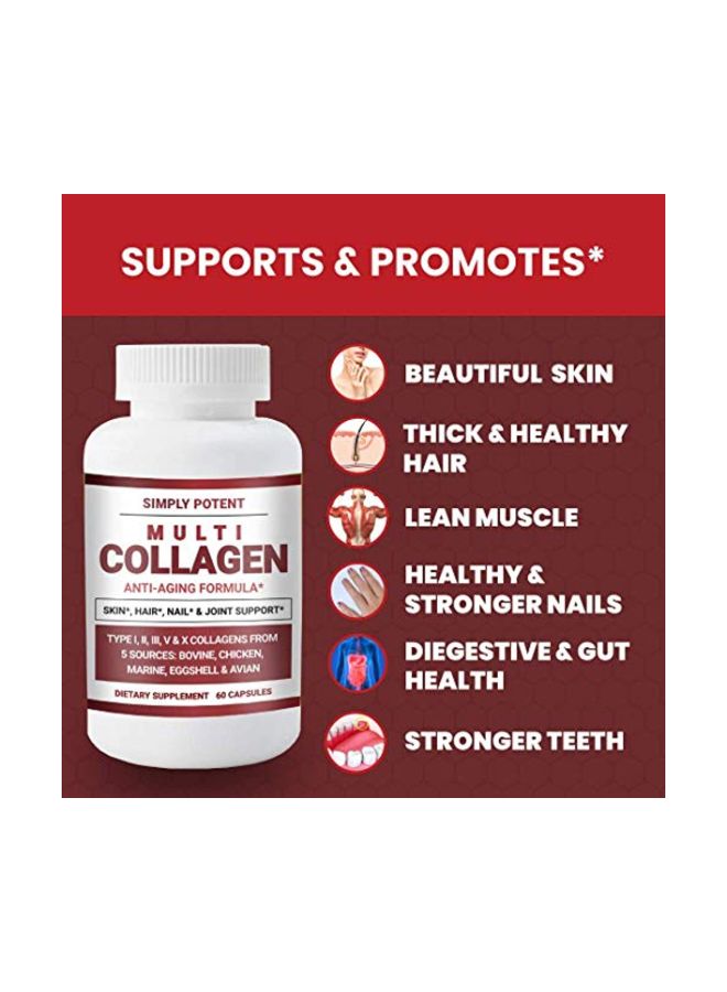Simply Potent Multi Collagen Anti-Aging Formula Dietary Supplement - 60 Capsules - Image 3
