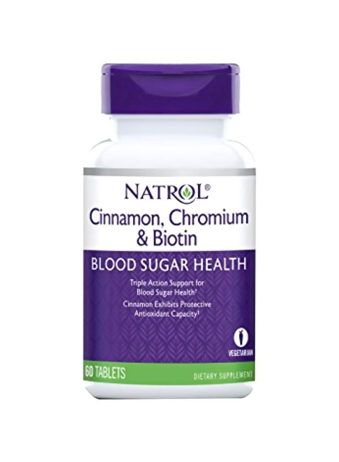 Natrol Cinnamon Chromium And Biotin Dietary Supplement 60 Tablets - Image 1