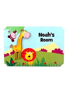 3D Giraffe On Jungle Door Sign Plaque Green/Blue/Yellow 7x4.65x0.125inch