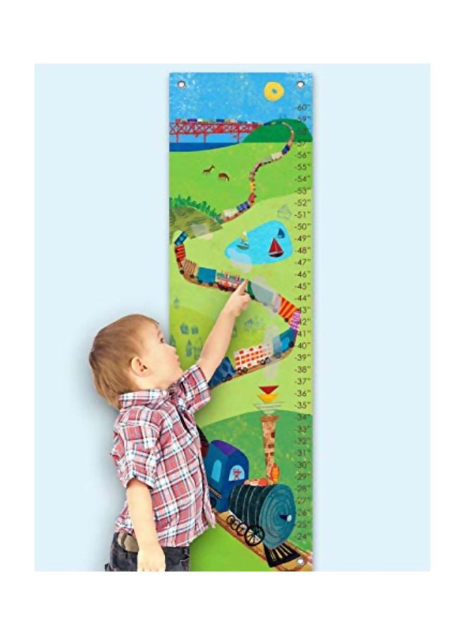 Oopsy Daisy - Train Pattern Growth Chart Green/Blue/Red 12x42inch - Image 1