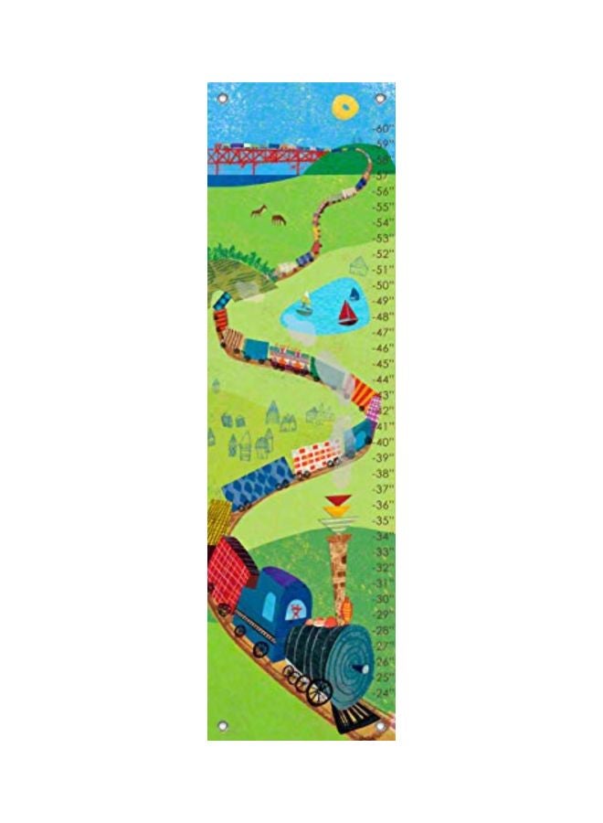 Oopsy Daisy - Train Pattern Growth Chart Green/Blue/Red 12x42inch - Image 1