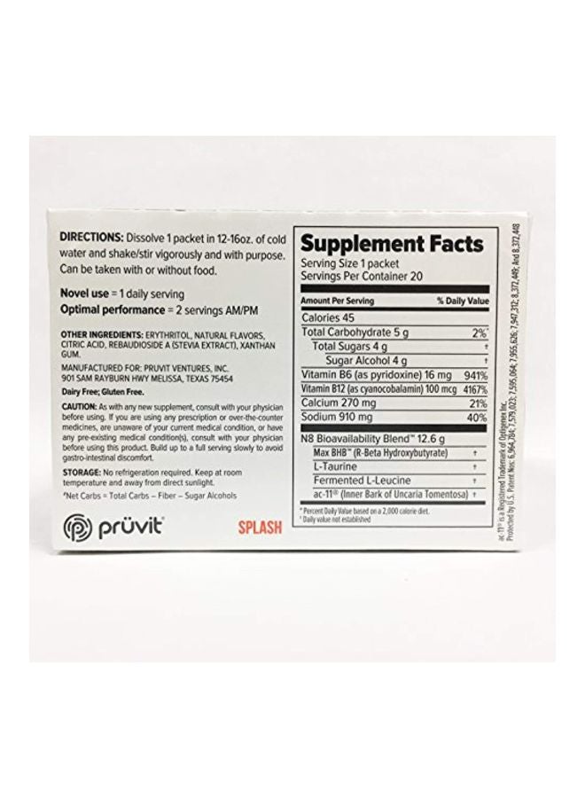 Pruvit - Pack Of 20 Pure Therapeutic Ketones Splash - Image 1