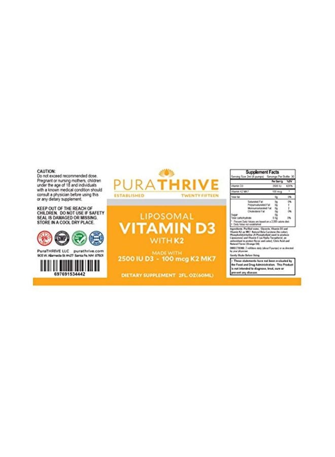 PuraTHRIVE - Liquid Vitamin D3 With K2 100mcg Dietary Supplement - Image 1