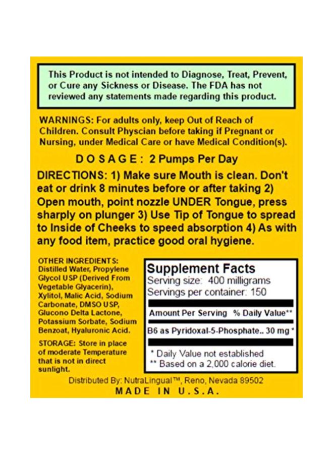 NUTRA Lingual (TM) - P-5-P Vitamin B6 Sublingual Liquid Supplement - Image 1