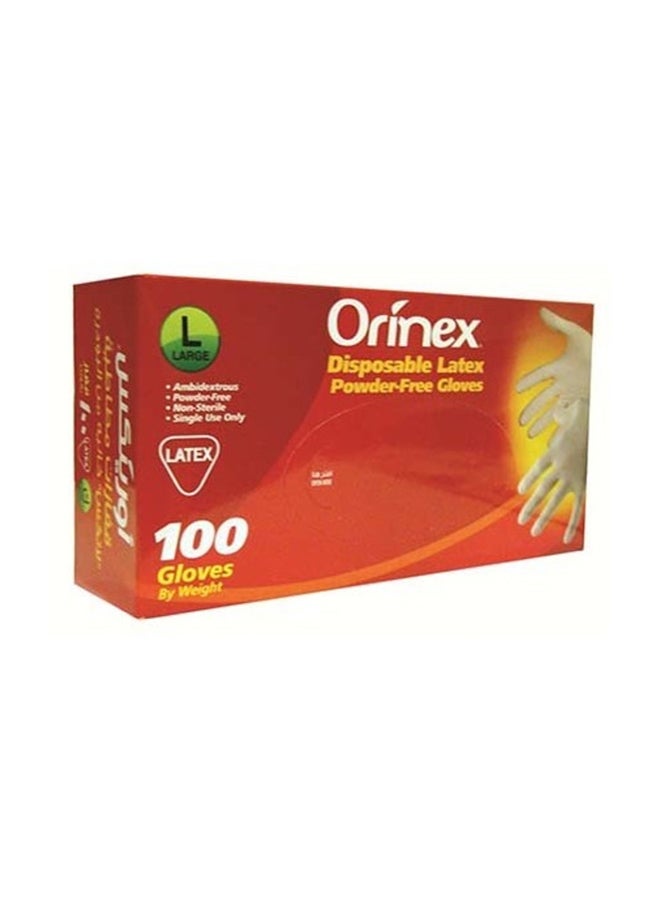 أورينيكس قفازات لاتكس خالية من البودرة للإستخدام مرة واحدة أبيض L - Image 2