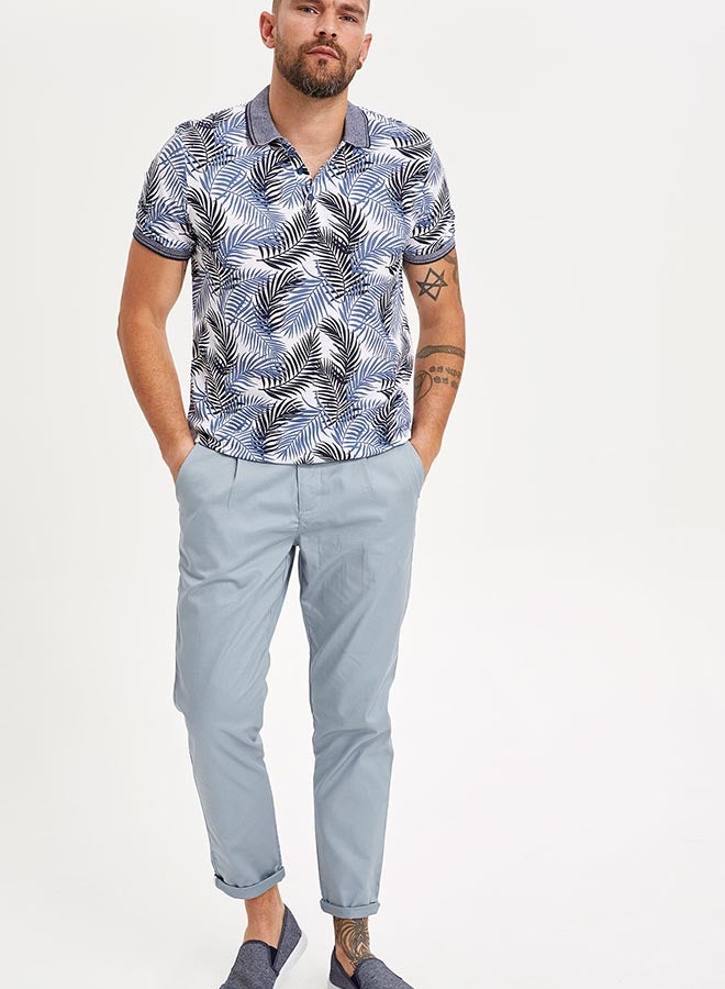 ديفاكتو بنطال تشينو بقصة ضيقة بتصميم مدبب أزرق جليدي - Image 3