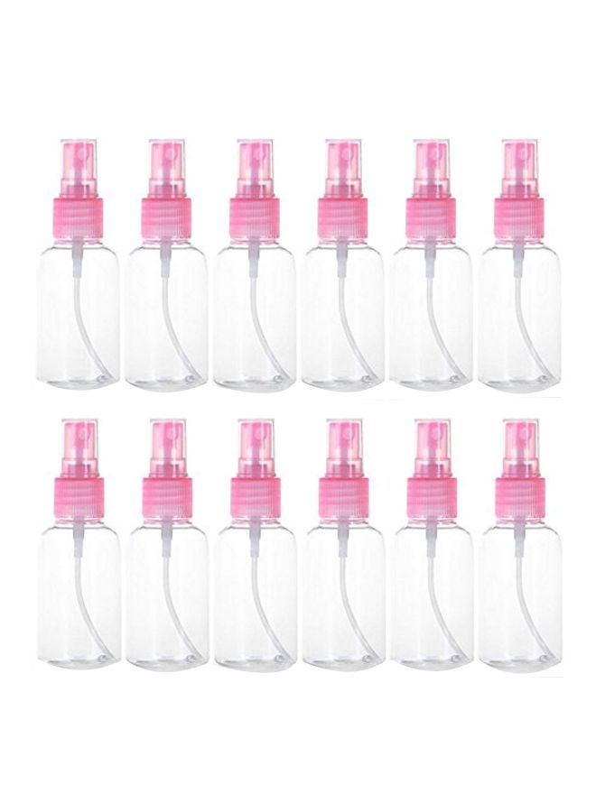 Hotshopping Pack Of 12 Plastic Empty Spray Bottles Clear/Pink 75ml