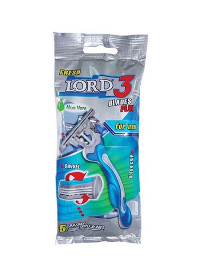 Lord 5-Piece 3 Blade Razor Set Blue/Grey