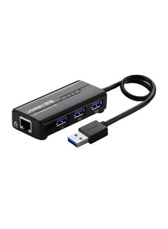 USB 3.0 Hub Gigabit Ethernet LAN Network Adapter Black
