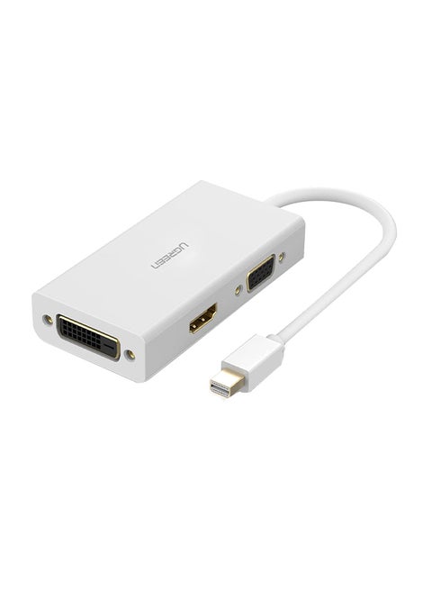 محول 3 في 1 من HDMI وDVI وVGA إلى ميني DisplayPort أبيض