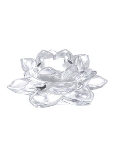 Home Box Lotus Shaped Candle Holder Clear 11.5 x 5 10centimeter 