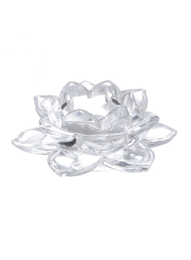 Home Box Lotus Shaped Candle Holder Clear 11.5 x 5 10centimeter 