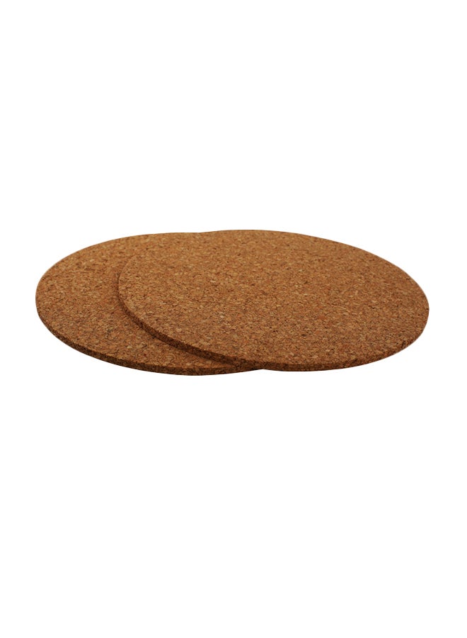 Home Box 2-Piece Round Cork Coaster Set Brown 19centimeter  - Image 1