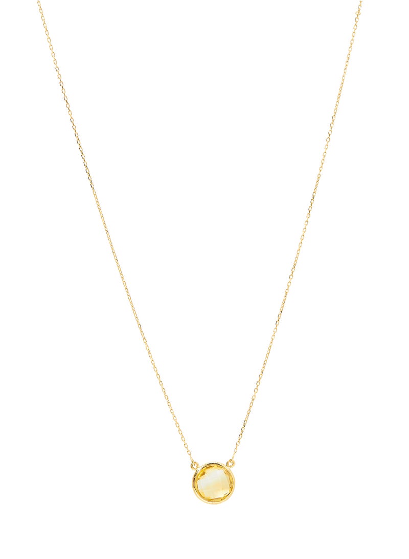 Capri Gold - 18 Karat Gold Citrine Single Stone Necklace - Image 1