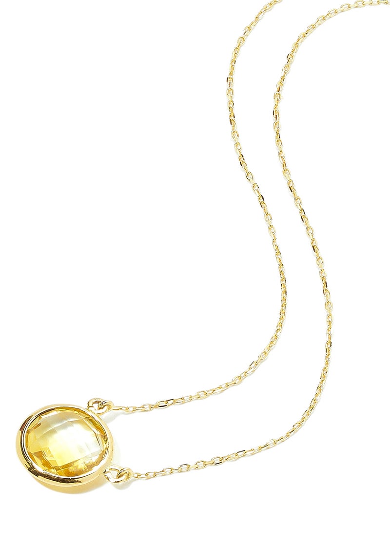 Capri Gold - 18 Karat Gold Citrine Single Stone Necklace - Image 1