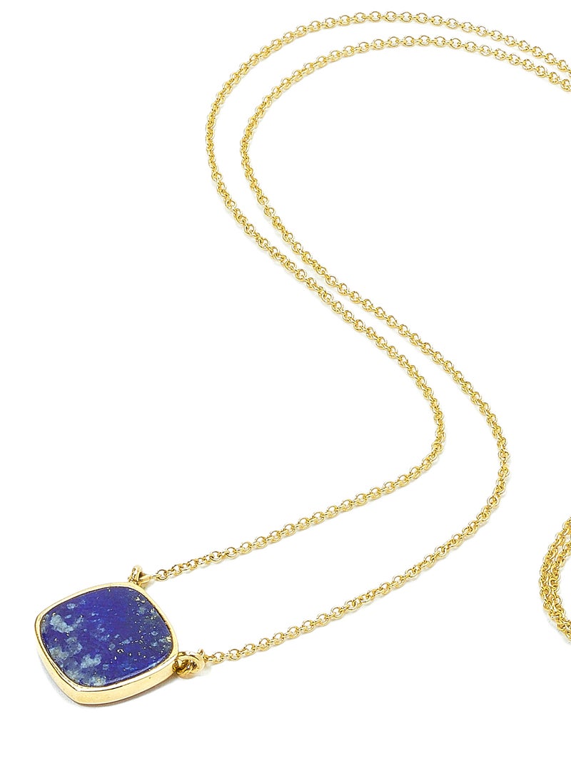 Capri Gold 18 Karat Gold Lapis Lazuli Single Stone Necklace - Image 2