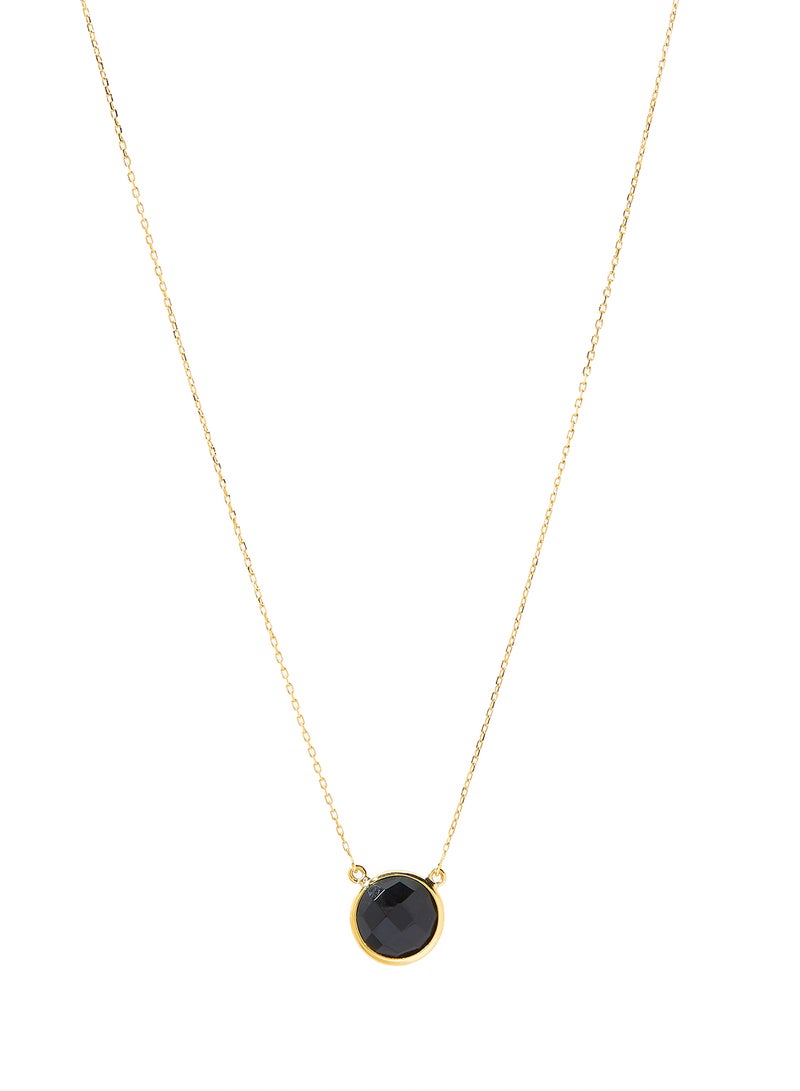 Capri Gold 18 Karat Gold Black Onyx Single Stone Necklace - Image 1
