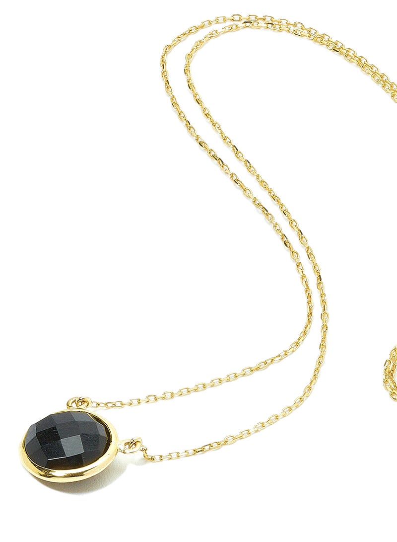 Capri Gold 18 Karat Gold Black Onyx Single Stone Necklace - Image 2