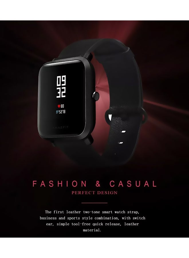 Replacement Leather Strap For Huami Amazfit Black - Image 5