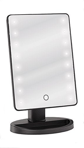JUVITUS - Professional Table Top Vanity Mirror With Led Light Black/Clear - Image 1