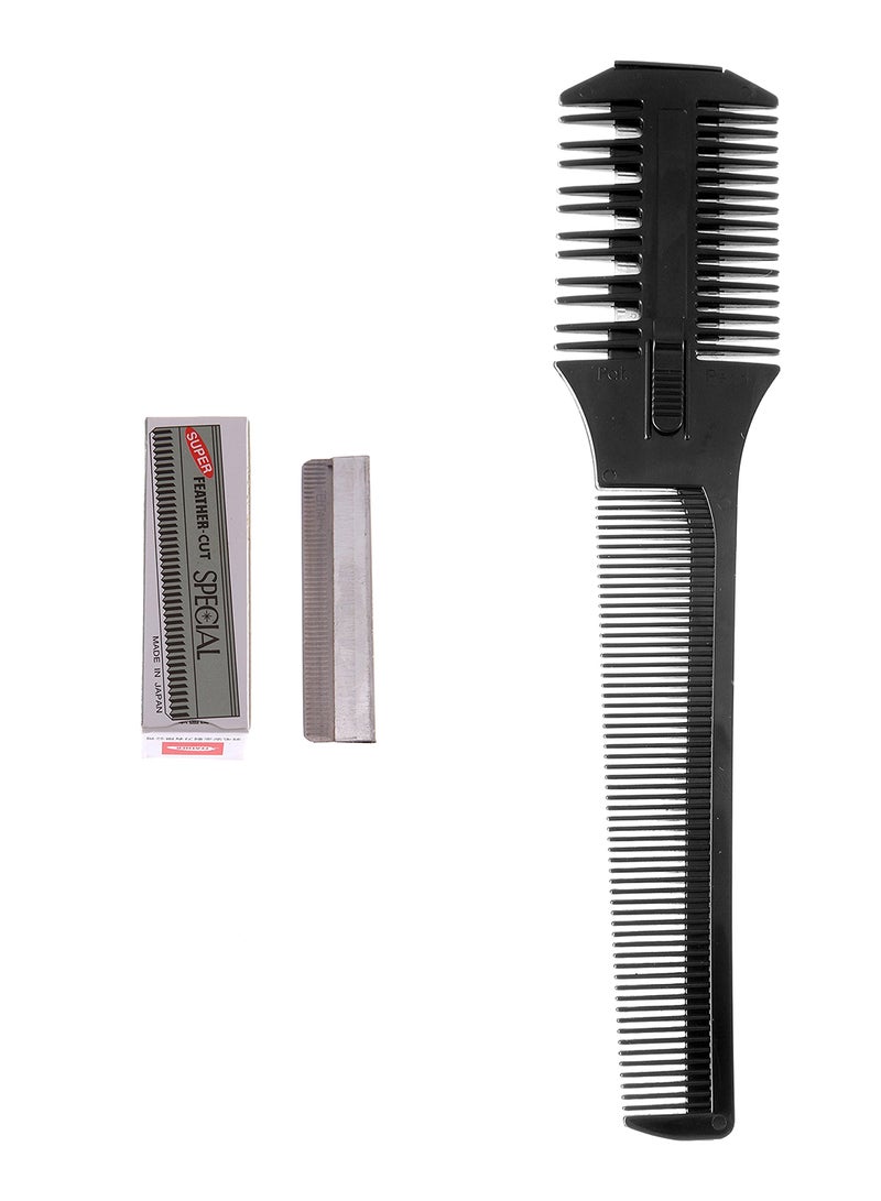 طقم أمشاط بتصميم منحوت من 3 قطع أسود