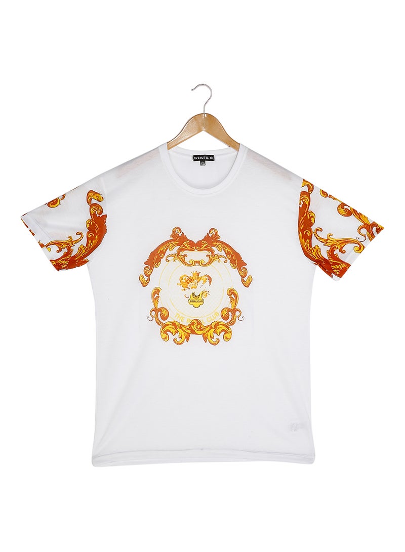 STATE 8 Short Sleeves Essential T-shirt White/Yellow  - Image 1
