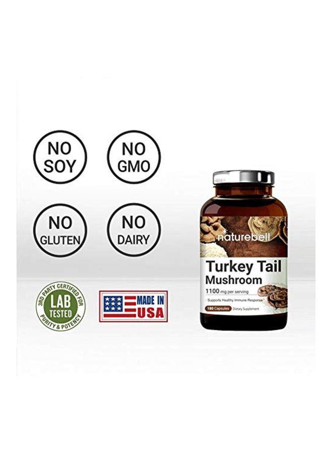 NatureBell - Turkey Tail Mushroom Dietary Supplement 1100mg - 180 Capsules - Image 1