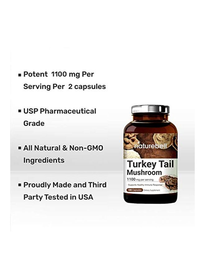 NatureBell - Turkey Tail Mushroom Dietary Supplement 1100mg - 180 Capsules - Image 1
