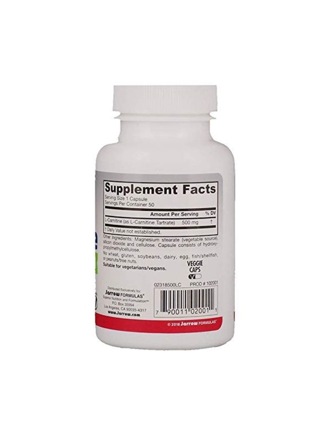 jarrow formulas L-Carnitine 500 mg - 50 Veggie Capsules - Image 2