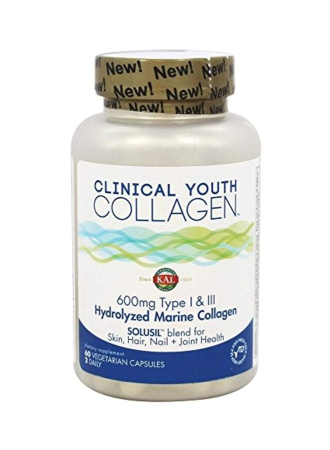 KAL Clinical Youth Collagen 600mg Type I And III - 60 Capsules - Image 1