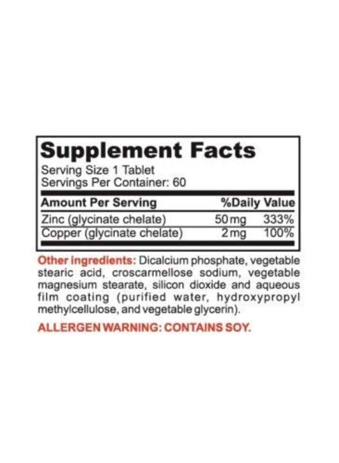 Dr. Z's - Zinc Plus Copper Dietary Supplement 60 Tablets - Image 1